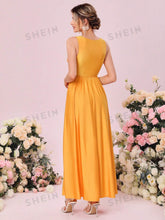 1pc Solid Ruched Bridesmaid Dress